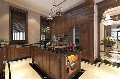Đá bếp nhân tạo hài hòa trong nội thất biệt thự Vinhomes