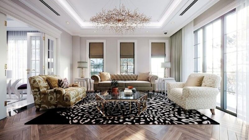Bộ bàn ghế sofa văng đơn, đôi tân cổ điển đẹp, sang trọng cho không gian biệt thự, nhà phố. Mẫu nội thất biệt thự đẹp