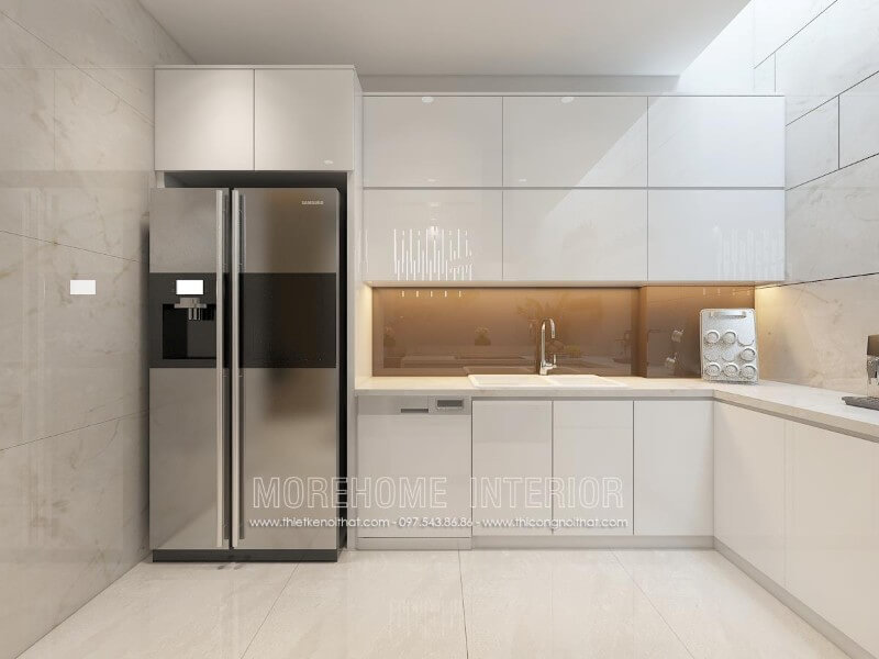 Lựa chọn tủ bếp màu trắng tinh tế mang lại không gian sang trọng và nhẹ nhàng hơn Tủ bếp hiện đại, tủ bếp chữ u, tủ bếp chữ i, tủ bếp chữ l