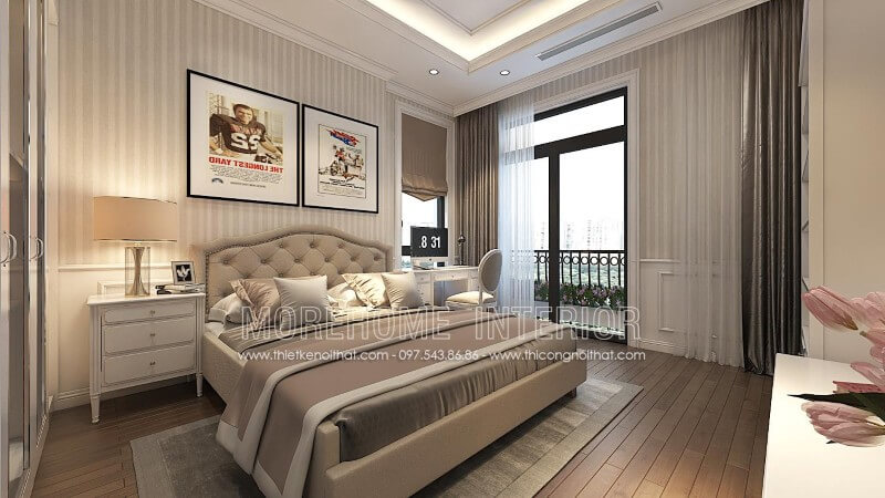 Giường ngủ chung cư tân cổ điển Giường ngủ chung cư tân cổ điển