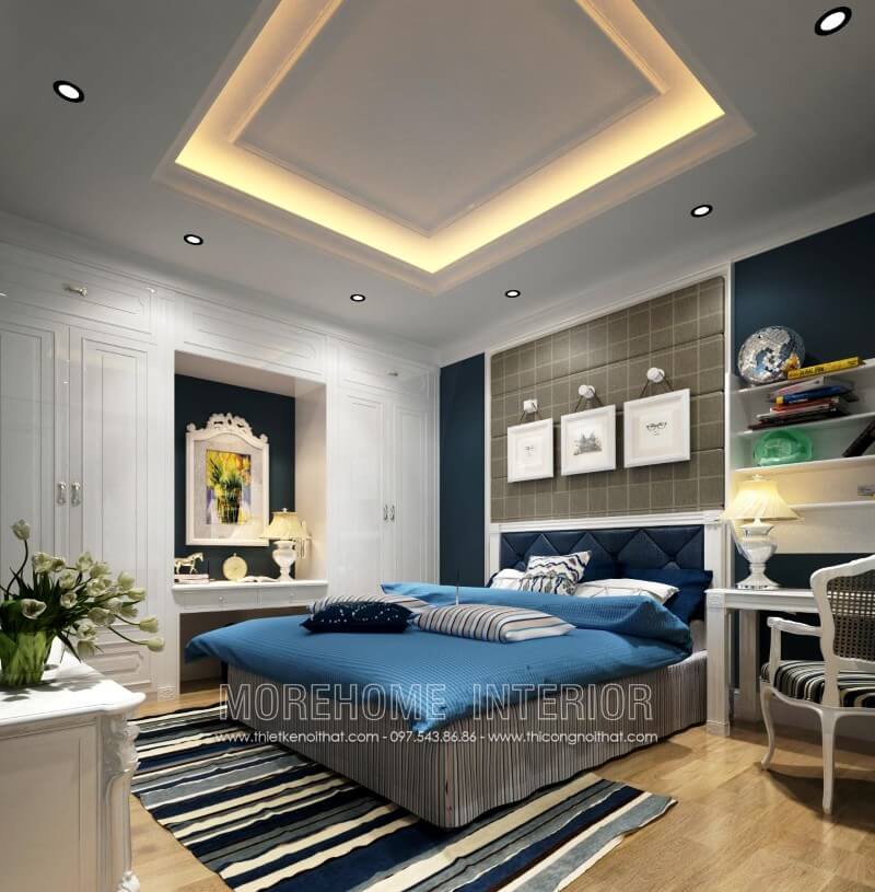 Giường ngủ chung cư tân cổ điển Giường ngủ chung cư tân cổ điển
