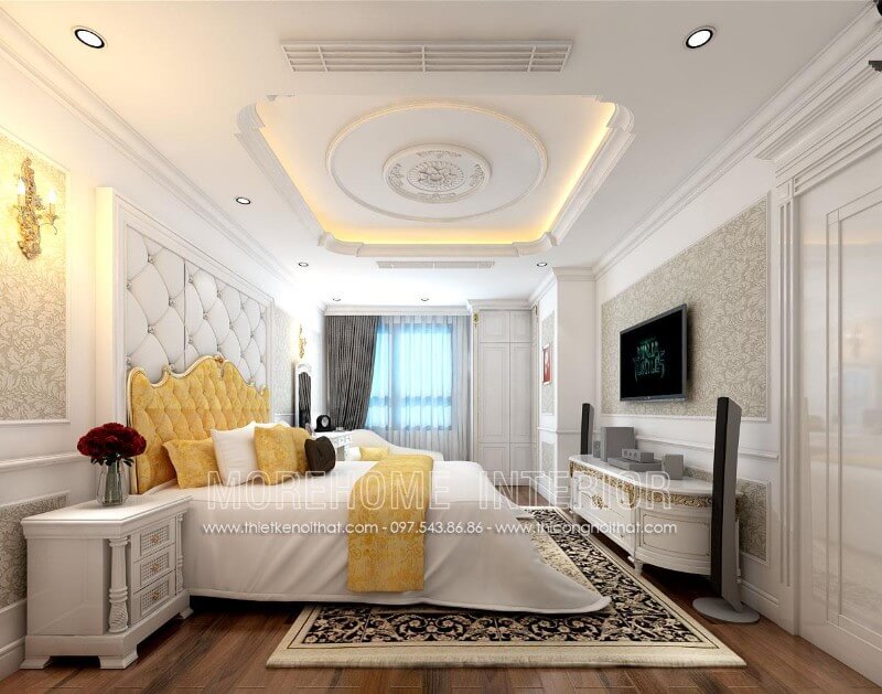Giường ngủ chung cư tân cổ điển Giường ngủ chung cư tân cổ điển