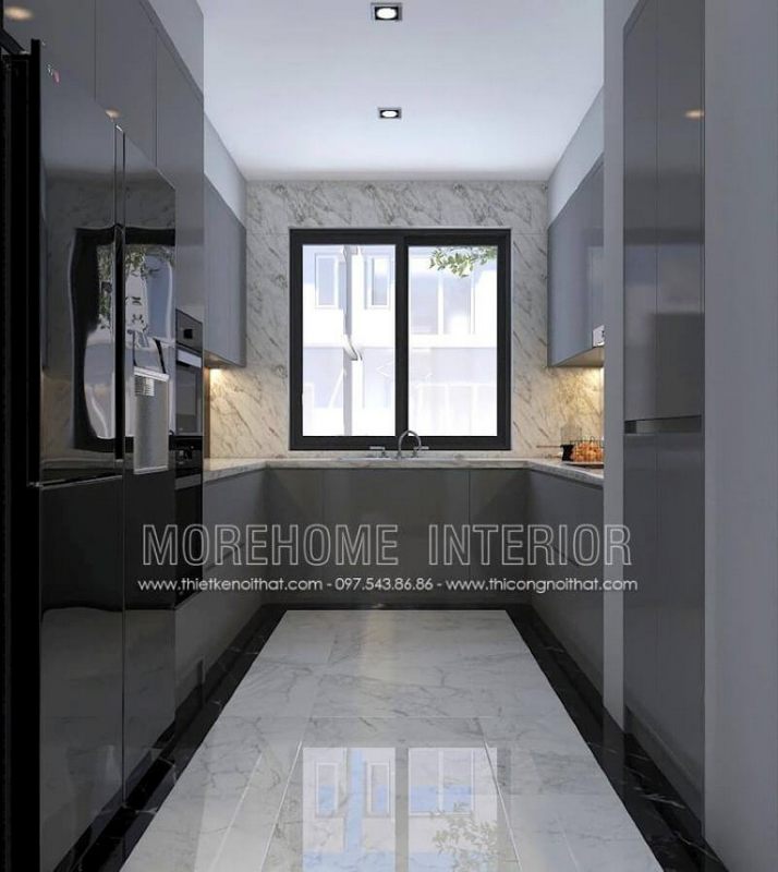 Đối với không gian bếp hiện đại không được lớn, mẫu tủ bếp chữ U gỗ công nghiệp acrylic màu xám là lựa chọn không thể hơn, đặc biệt phù hợp với các không gian chung cư, biệt thự, nhà phố.