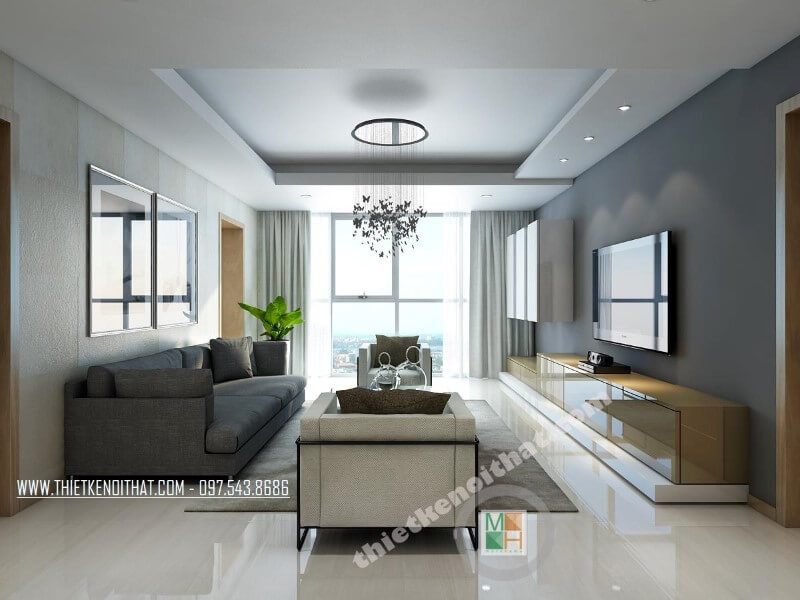 Thiết kế nội thất chung cư Thăng Long Number One hiện đại, KTS đã khéo léo sắp xếp không gian xanh tạo sự cân bằng về màu sắc, hay đơn giản là sử dụng thiết kế đèn trùm cách tân nhẹ nhàng mang đến sự hài hòa về đường nét.