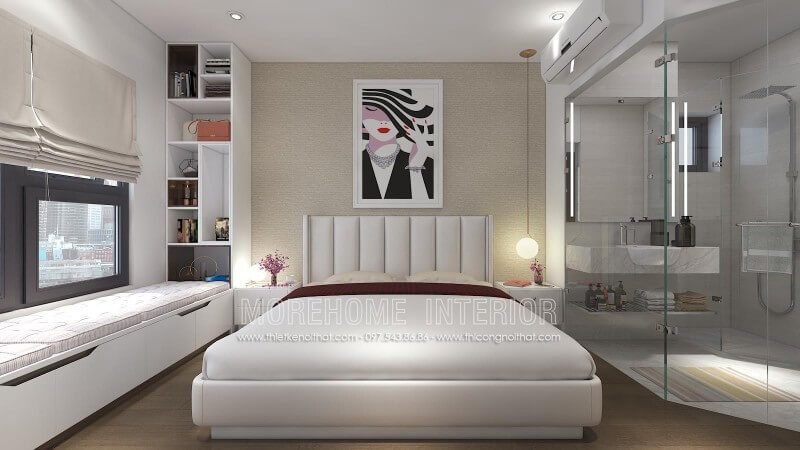 Giường ngủ khung gỗ bọc da giúp tạo nên một không gian nghỉ ngơi đầy ấn tượng và tinh tế hơn.