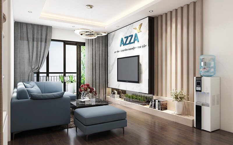 Thiết kế nội thất cho căn hộ hiện đại với sự kết hợp giữa văn phòng làm việc và diện tích hẹp.